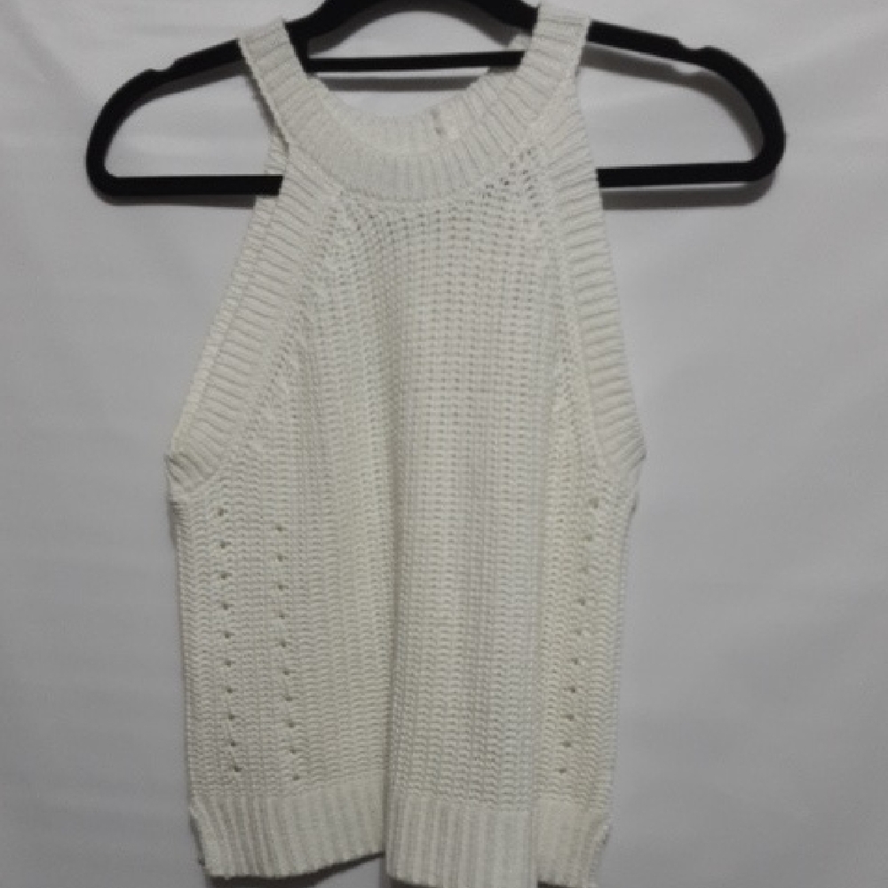 Gentle Fawn Bay Knit Halter Neckline And Pointelle Stitch Ivory Knit Top